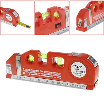 Nivel con Laser, cinta métrica y regla